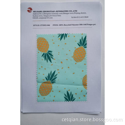 100% Recycled Polyester 350t 144f Pongee prt